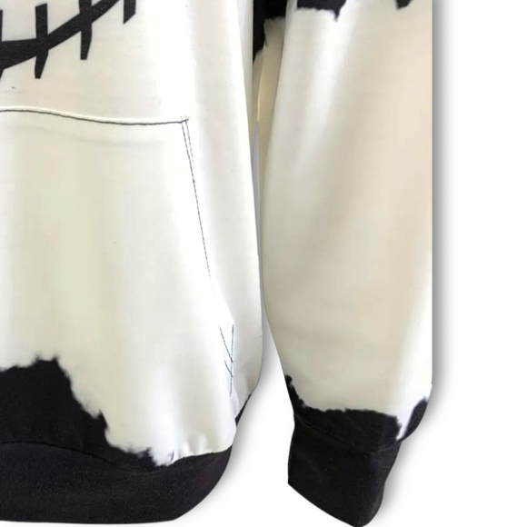 Nightmare Before Christmas Jack Skellington Black & White Hoodie Sweatshirt,sz M - Picture 5 of 10